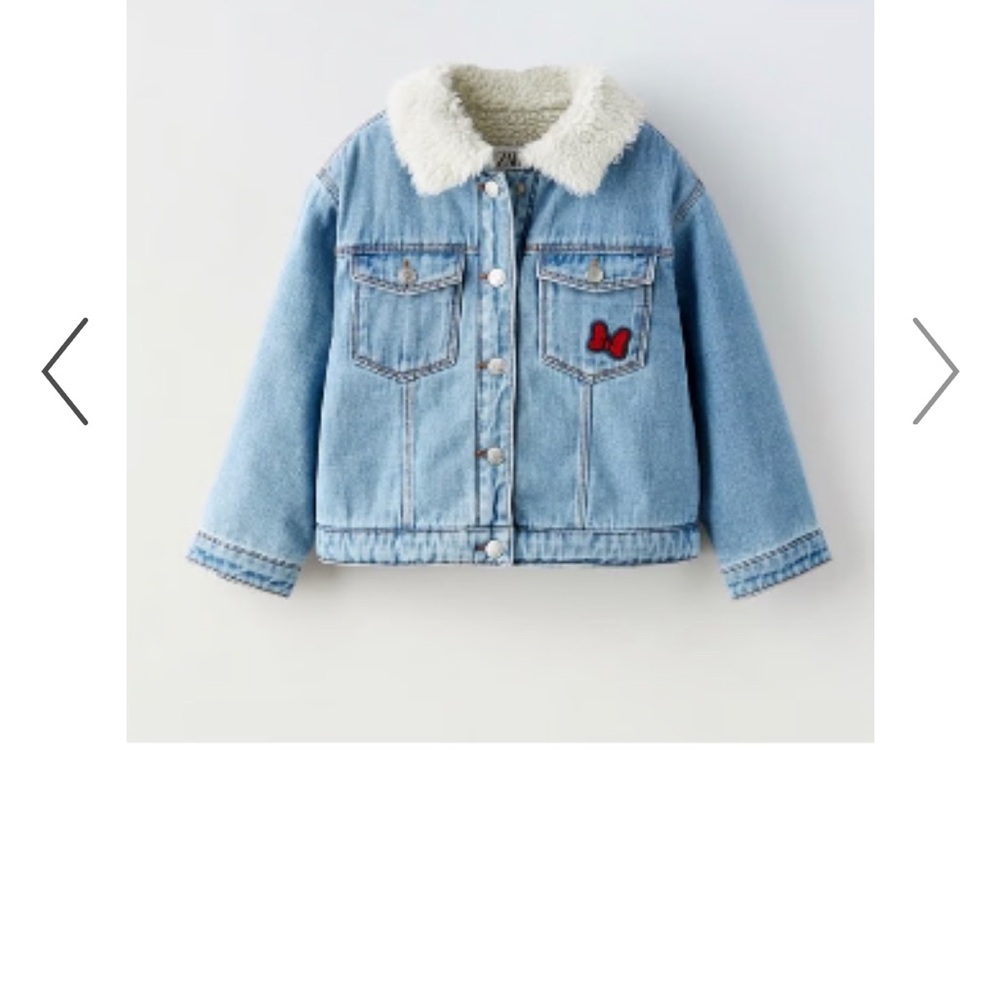 Zara Kids Light Blue Denim Jacket with Cream Collar